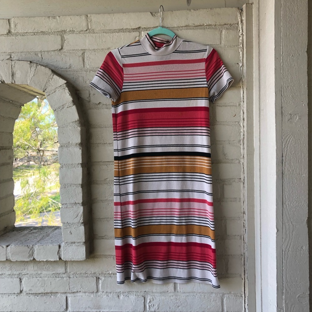 Y2K Ribbed Mock Neck Dress